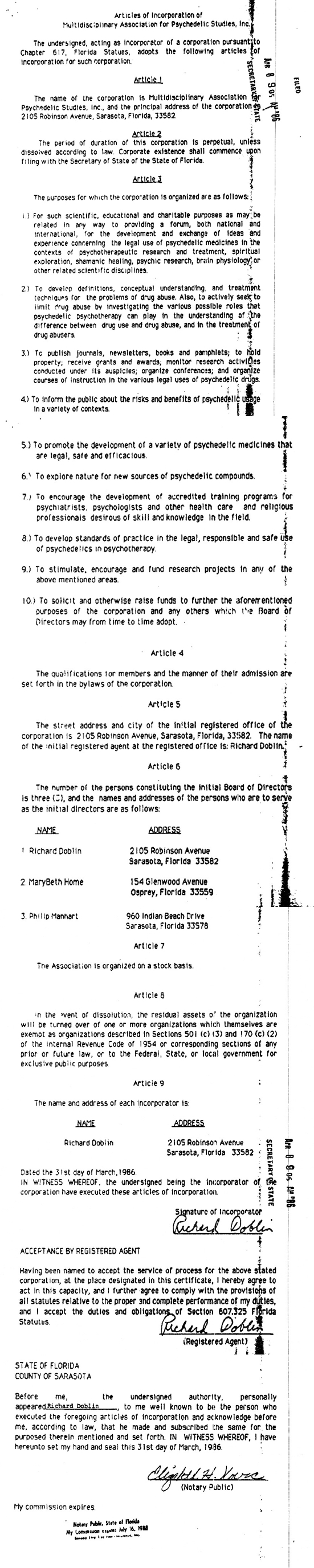 Articles of Incorporation MAPS' 