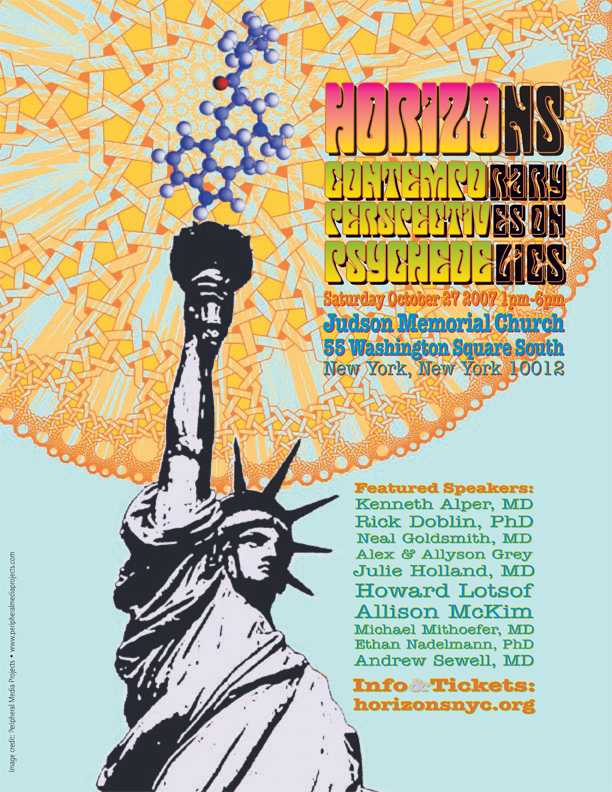 MAPS Bulletin Autumn 2007 - Psychedelics and Self Discovery - Inside Back Cover Image - Horizons NYC Contemporary Perspectives on Psychedelics October 27, 2007